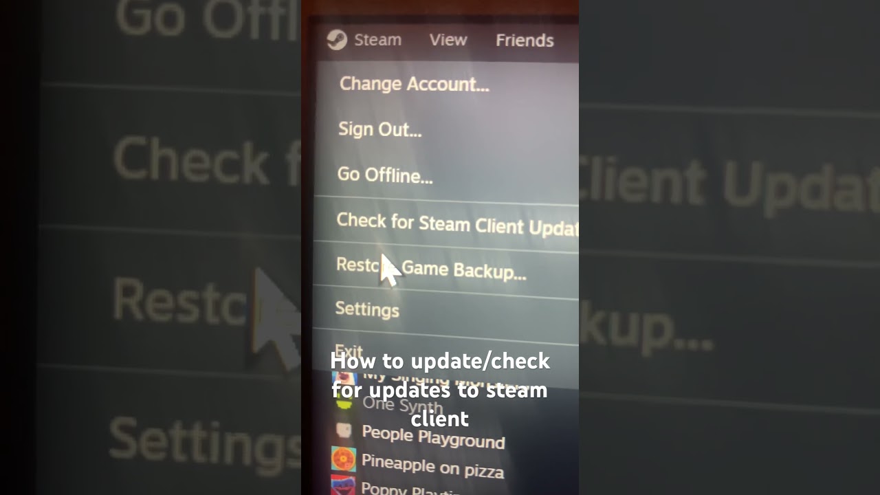 How to update/check for updates for steam client