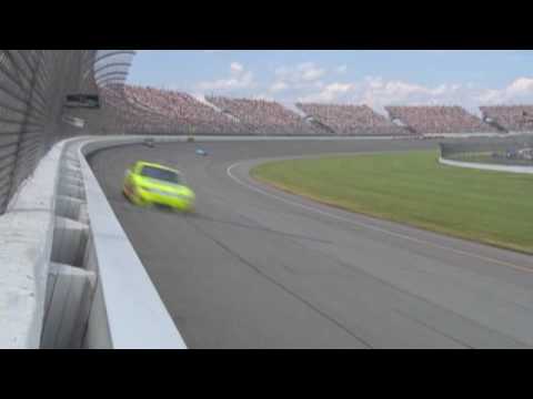 Nascar-Michigan 2009 Race-Stremme gets loose, spins onto pit road entrance