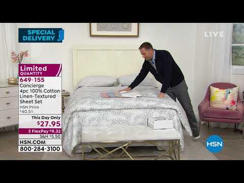 Concierge Collection 4piece 100% Cotton LinenTextured Sh...