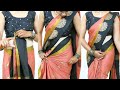 Latest Saree Draping With Perfect Pleats To Look Silim Attractive Cotton Silk Saree Draping