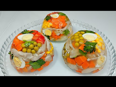 Delicious beautiful chicken aspic for the festive table | Simple recipe