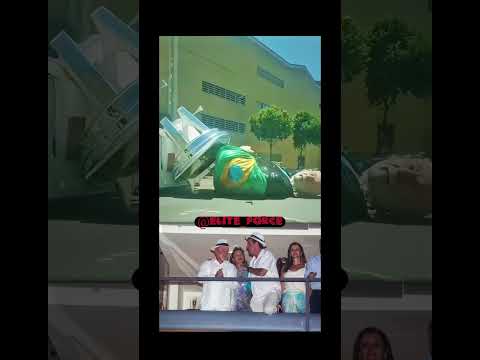 Carro alegórico do presidente Lula caiu na rua na saída da sapucaia