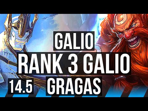 GALIO vs GRAGAS (MID) | 7/0/14, Rank 3 Galio, 1600+ games, Godlike | KR Challenger | 14.5