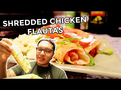 Easy HOMEMADE Shredded Chicken FLAUTAS | Mexican Style!