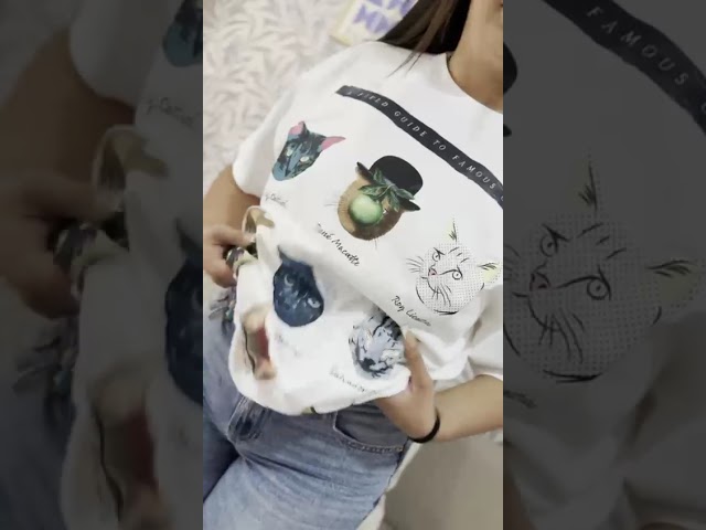 Vídeo relacionado con Fanient Camiseta para Hombre y Mujer,Divertida Camiseta con Estampado de Gato Galaxia,Camisa de Uso Diario para Fiesta Divertida XL