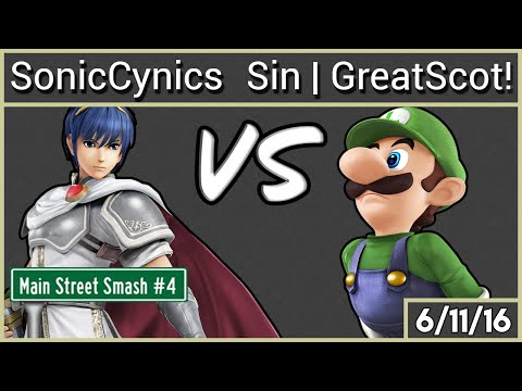 Main Street Smash #4 (Loser's Finals): SonicCynics (Marth) VS Sin | GreatScot! (Luigi)