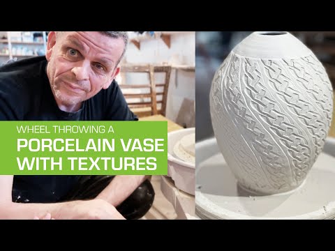 101. Wheel Throwing a Porcelain Vase with Roller Texture