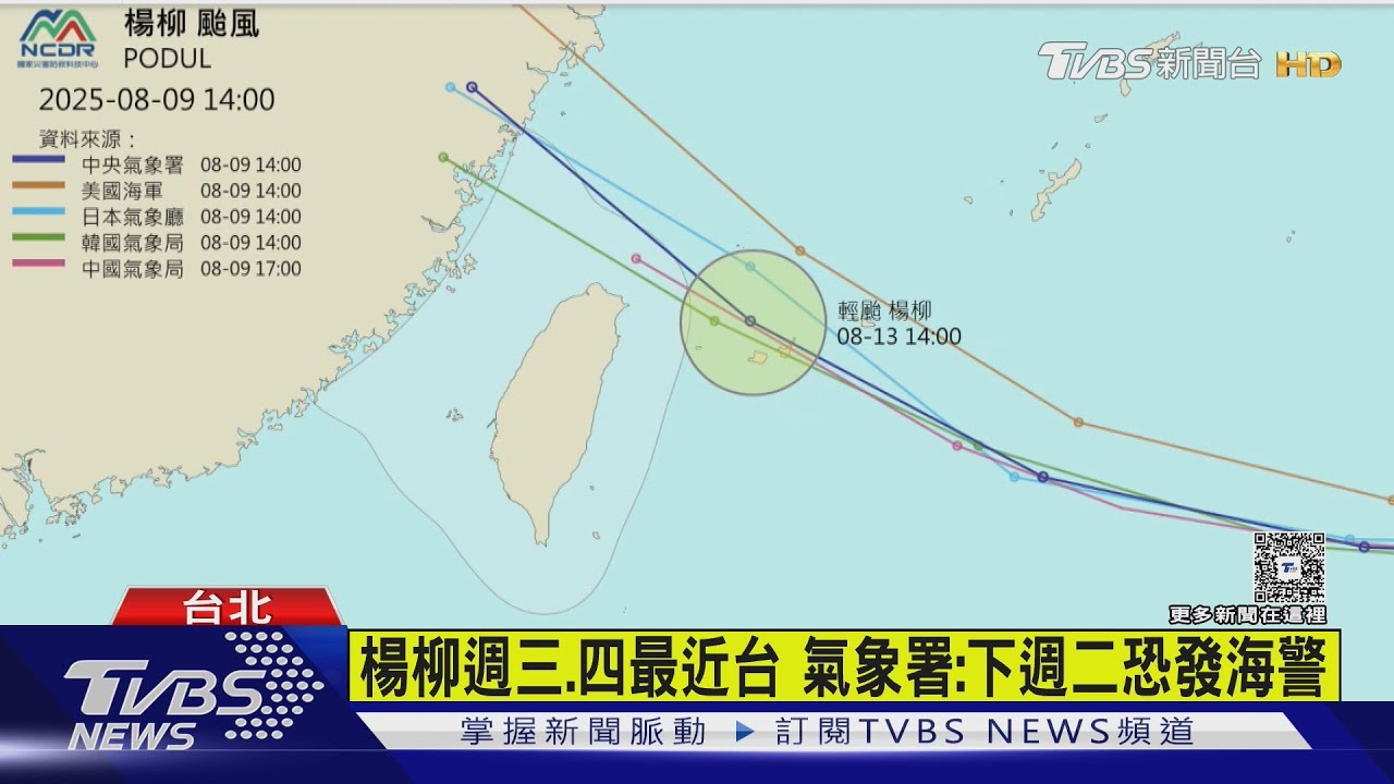 楊柳颱風北修!下週三最靠近台灣 最快下週二發海警