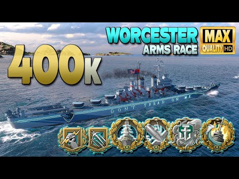 Cruiser Worcester: Big +400k on map Sleeping Giant - World of Warships