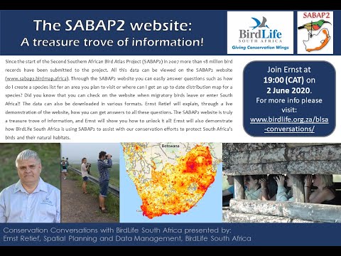 Conservation Conversations: Ernst Retief - The SABAP2 website: treasure trove of info (2 June 2020)