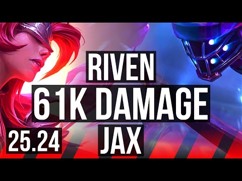 RIVEN vs JAX (TOP) | Good KDA: 22/1/6, 61K damage | EUW Grandmaster | 25.24