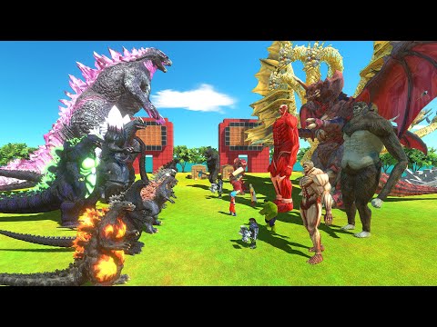 Evolution of Godzilla 2024 VS King Kong x Colossal Titans Team - Animal Revolt Battle Simulator