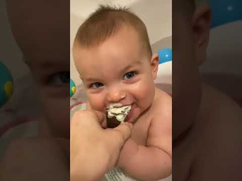She ate the whole ice cream 🤗 😍 reneelouiseknox #cutebaby #baby #shorts #funnybaby #babygirl