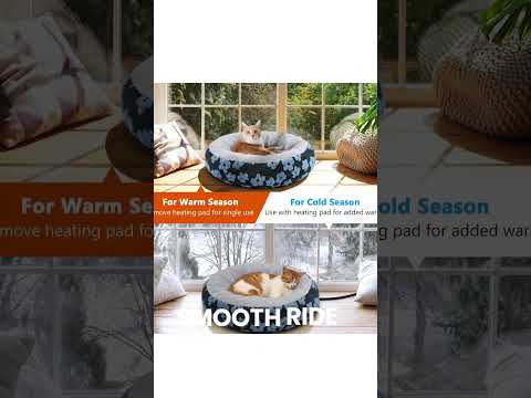 INVENHO Heated Cat Bed | Cozy 20” Donut Warming Bed with Timer & Adjustable Temperature