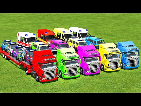 TRANSPORTING FIVE COLOR EMERGENCY PACK WITH SCANIA TRUCKS! Farming Simulator 22
