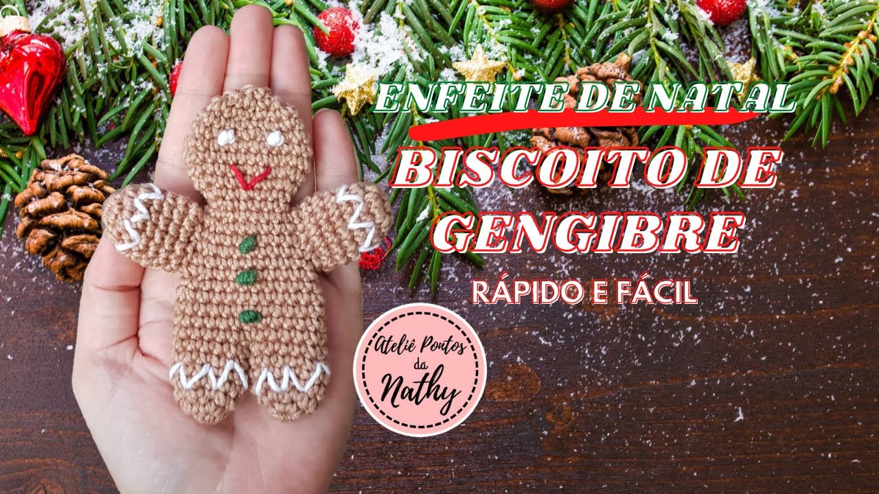 BISCOITO DE GENGIBRE ENFEITE DE NATAL AMIGURUMI CROCHÊ #47 PASSO A PASSO - Ateliê Pontos da Nathy
