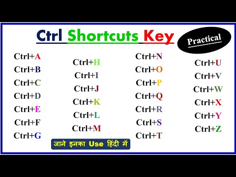 ctrl A to Z shortcut keys | Keyboard Shortcuts A to Z Using Ctrl in Hindi