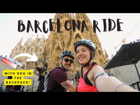 CYCLING WITH DOG IN THE BACKPACK #barcelona #perros #bicycle