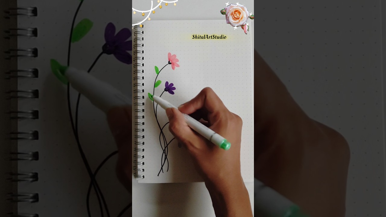 Beautiful Flower Border Design for Project/Project Work Design✨🌷😍 #viral #art #youtubeshorts #shorts