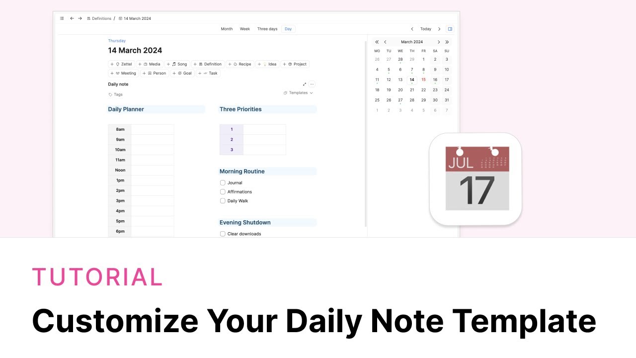 Customising your Daily Note Template