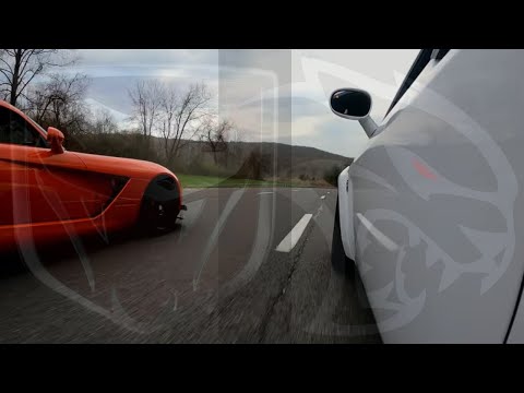 HELLCAT CHASES DOWN a VIPER ACR// CARS & ICED COFFEE // Dodge vs Dodge