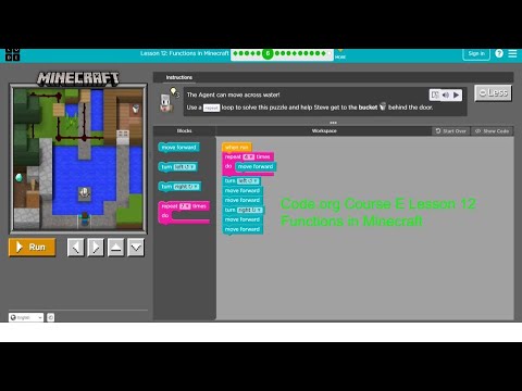 Code org Course E Lesson 12 Functions in Minecraft 2021