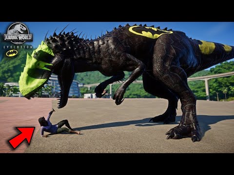 2 Batman Indominus Rex ( Bat-Rex ) Vs 2 Bloody T-Rex Fighting & Breakout - Jurassic World Evolution