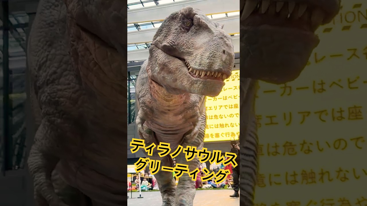 ティラノサウルス超接近🌈🌈 #shorts  #ディノアライブ #ティラノサウルスレース #新宿住友ビル三角広場 #dinosaur