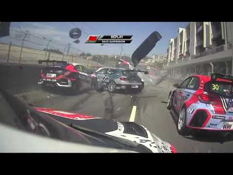 WTCR Race 1  Big crash in the streets of Vila Real Portugal