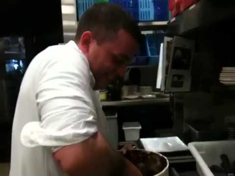Mehdi Scooping Chocolate Ice Cream for a Triple Chocolate P