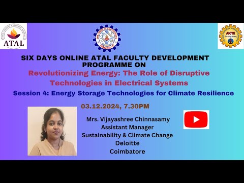 Energy Storage Technologies for Climate Change|Mrs. Vijayashree Chinnasamy