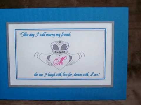 Custom pocketfold wedding invite with Irish Claddagh theme