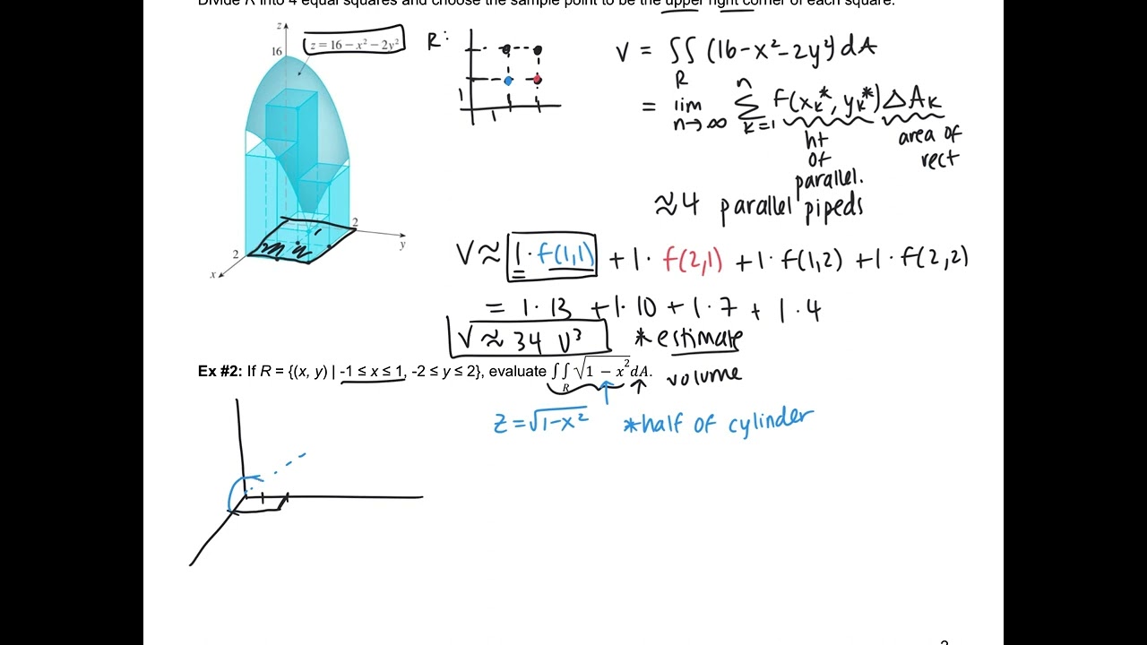 Calc 3 15.1 Notes: Double Integrals Over Rectangles