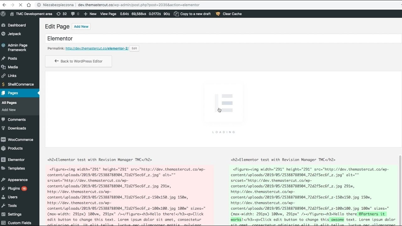 Elementor - Revision Manager TMC integration