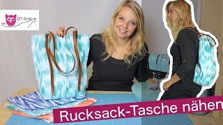 Rucksack-Tasche mit Lederriemen nähen – DIY Eule #RucksackTascheRamona