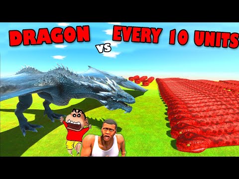DRAGON vs EVERY 10 UNITS with SHINCHAN and CHOP in Animal Revolt Battle Simulator