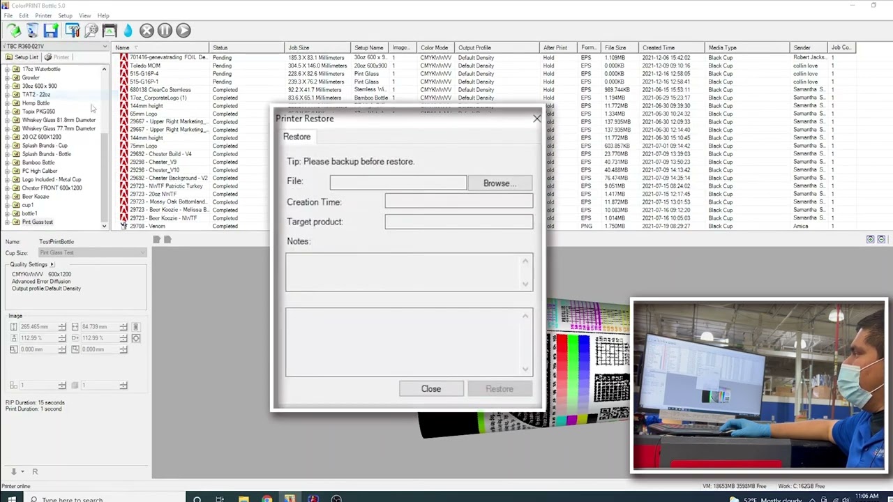 Backing Up  for ColorPRINT & PCS6