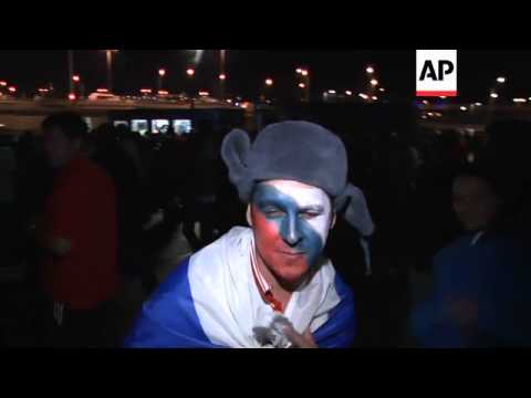 RUSSIAN FANS CELEBRATE WIN, CZECH FANS DISAPPOINTED