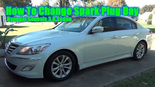 How to change spark plugs on Hyundai Genesis sedan 2009, 2010, 2011, 2012, 2013, 2014