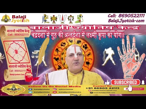 चंद्रदशा में गुरु की अन्तर्दशा में लक्ष्मीकृपा का योग। ChandraDasha Me Guru Lakshmi Ki Kripa Ka Yog.