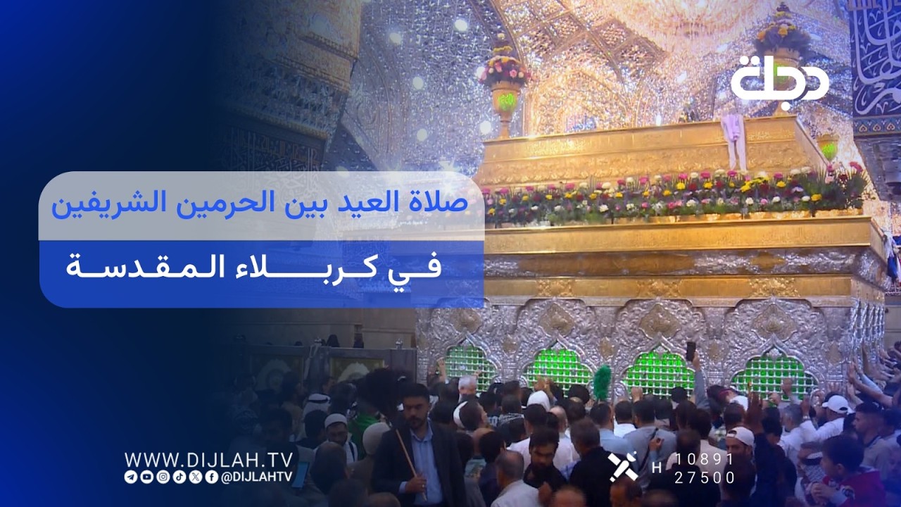 فيديو | مباشر.. صلاة العيد بين الحرمين الشريفين في كربلاء المقدسة