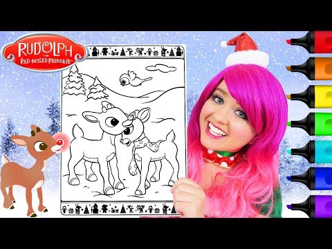 Coloring Rudolph Red Nosed Reindeer & Clarice Coloring Page Prismacolor Markers | KiMMi THE CLOWN Video