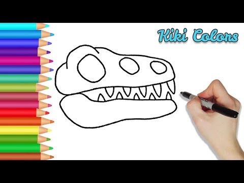 How to Draw Dinosaur Skull | Teach Drawing for Kids and Toddlers Coloring Page Video