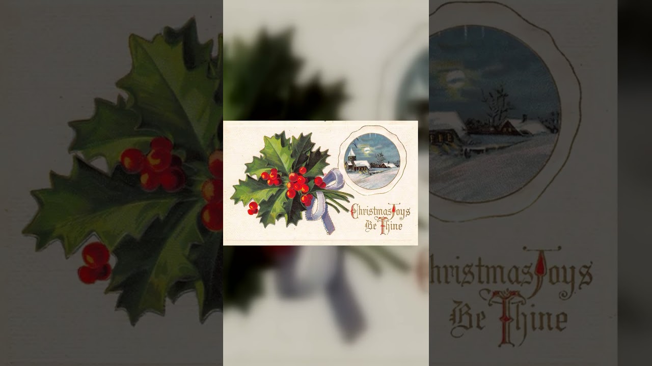 B. B. London, Divided Back Christmas Postcard, Holly and Church Scene, 1910s Video