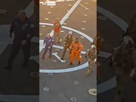 Artemis II crew all smiles and waves as they land on ship