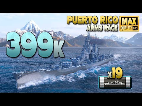 Cruiser Puerto Rico: 19 citadelles, almost 400k damage and no time - World of Warships