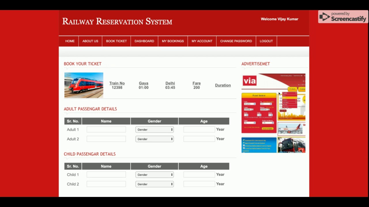 Railway Reservation System Php Project