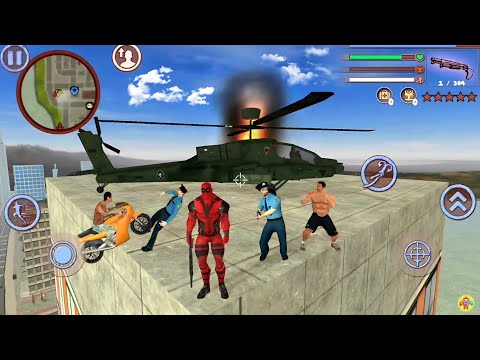 Deadpool Rope Hero Vice Town Crime Simulator #3 - Fun at Miami Army Helicopter - Android Gameplay