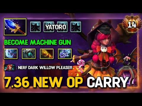 7.36 NEW OP CARRY By Yatoro Dark Willow Aghs Scepter & Attack Speed Build IMBA Machine Gun Speed