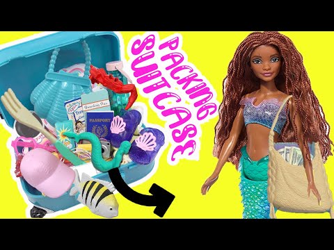 The Little Mermaid Movie 2023 Ariel Doll Packs Suitcase for Vacation